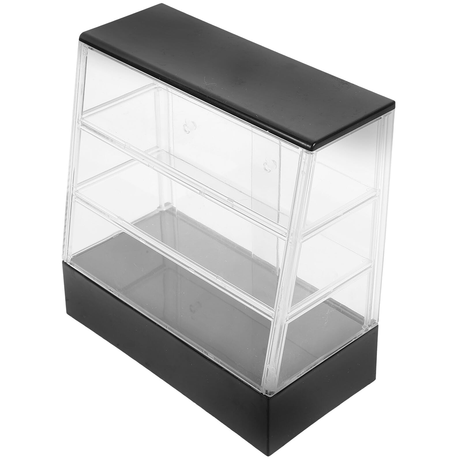 Veemoon Dollhouse Miniature Black Cake Display Cabinet Kitchen Scene Model Mini Dessert Cabinet Doll House Ornament for Bakery Shop Décor