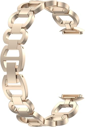 Miniatura 4 de Bandas de acero inoxidable compatibles con Fitbit Luxe, elegante pulsera de metal con cadena de vaquero para accesorios de lujo, mujeres y hombres