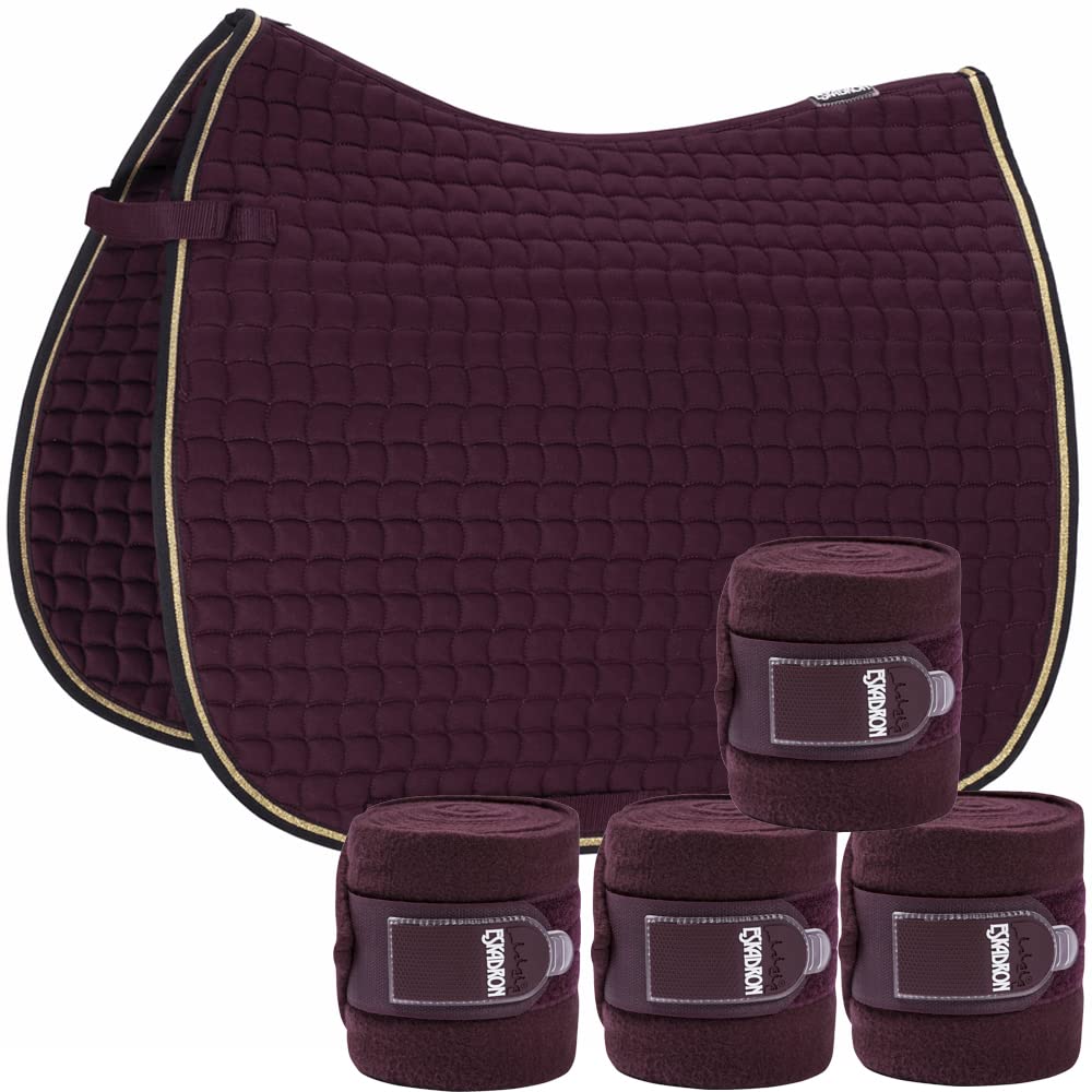 Eskadron Set Cotton Contrast Schabracke mit Fleecebandagen in BlackBerry