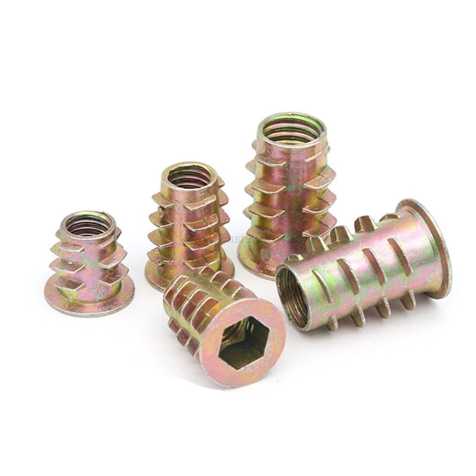 YOIQI Nut And Bolt， Thread For Wood Insert Nut Flanged Hex Drive Head Internal Threads Furniture woodwork Nut (Size : M5x2pcs))