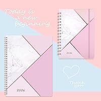 Vista 8 de 2026 Planner - Jan. 2026 - Dec. 2026, 8" x 10", 2026 Planner Weekly and Monthly with Tabs, Planners 2026, Twin-Wire Binding - Pink Marble