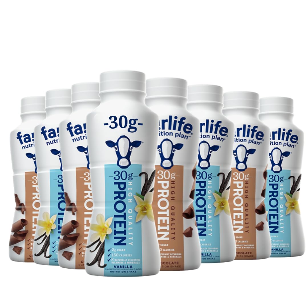 Bundariety Shake proteico pronto para beber com whey, 30 g de proteína, pacote com 8