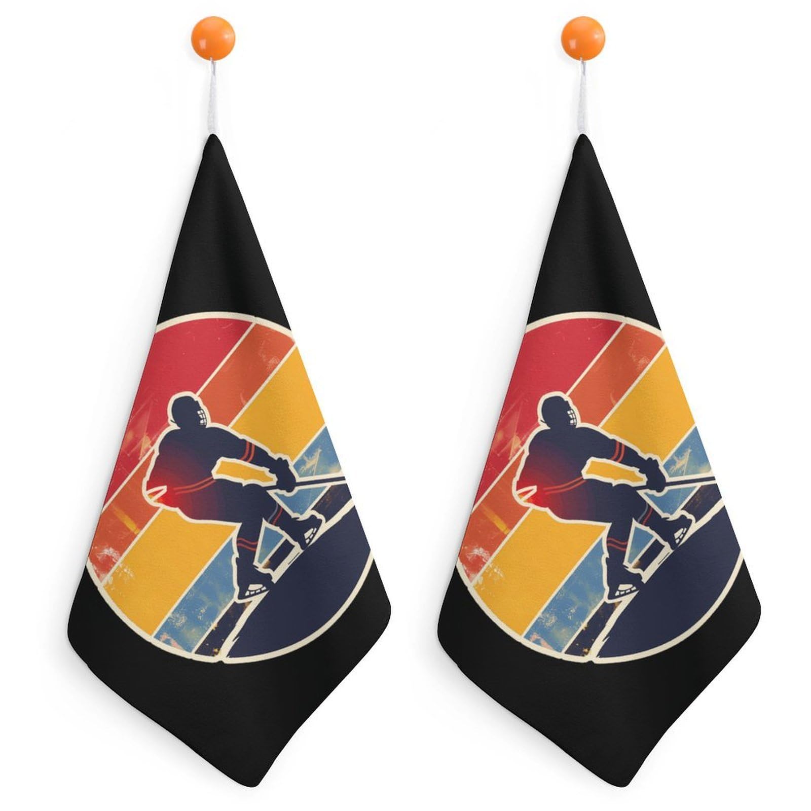 CGSBNGHA Hockey Vintage Hockey Player Hand Towel Hanging Face Towels Cleaning Cloths Handkerchief for Bathroom Kitchen
