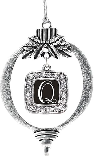 Miniatura 162 de Inspired Silver - My Vintage Initials - Adorno con dije de letra J - Adornos navideños cuadrados de plata con joyas de circonita cúbica