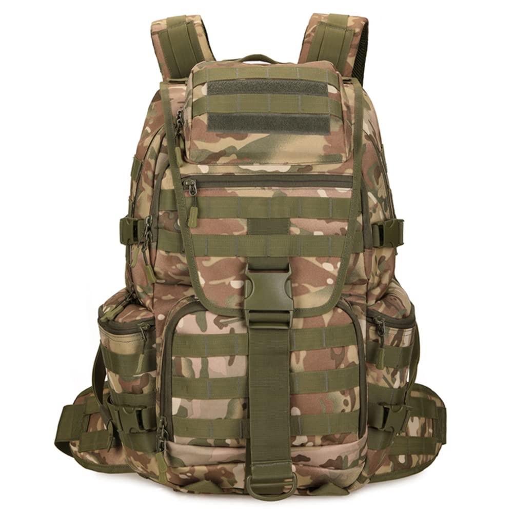 DETECH Wojskowy plecak taktyczny, Molle, 3-dniowa, torba szturmowa, plecak na laptopa, torba survivalowa z paskiem, 50 l, CP, One Size, Plecaki do plecaka