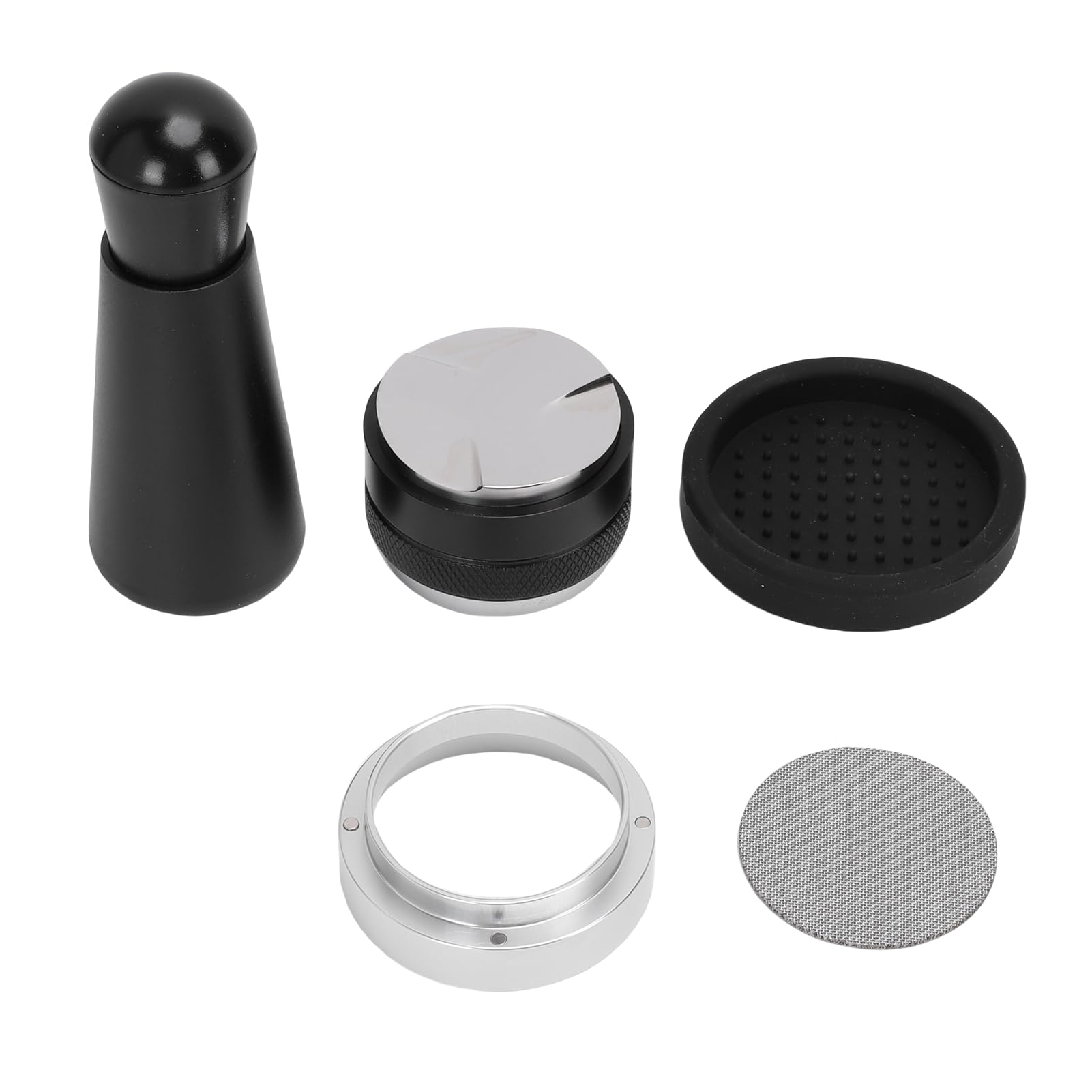 Kit de Accesorios para Espressos, Embudo Dosificador y Juego de Pantalla de Disco, Distribuidor de Manipulación de café de Doble Extremo, Base de Silicona, Pantalla de Disco, Juego de (58MM)