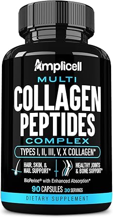 Multi Collagen Pills for Women - Collagen Supplements Fast Absorption Collagen for Women & Men - Collagen Protein Type I II III V & X - Hydrolyzed Collagen Peptides for Hair, Skin & Nails - 90 Caps