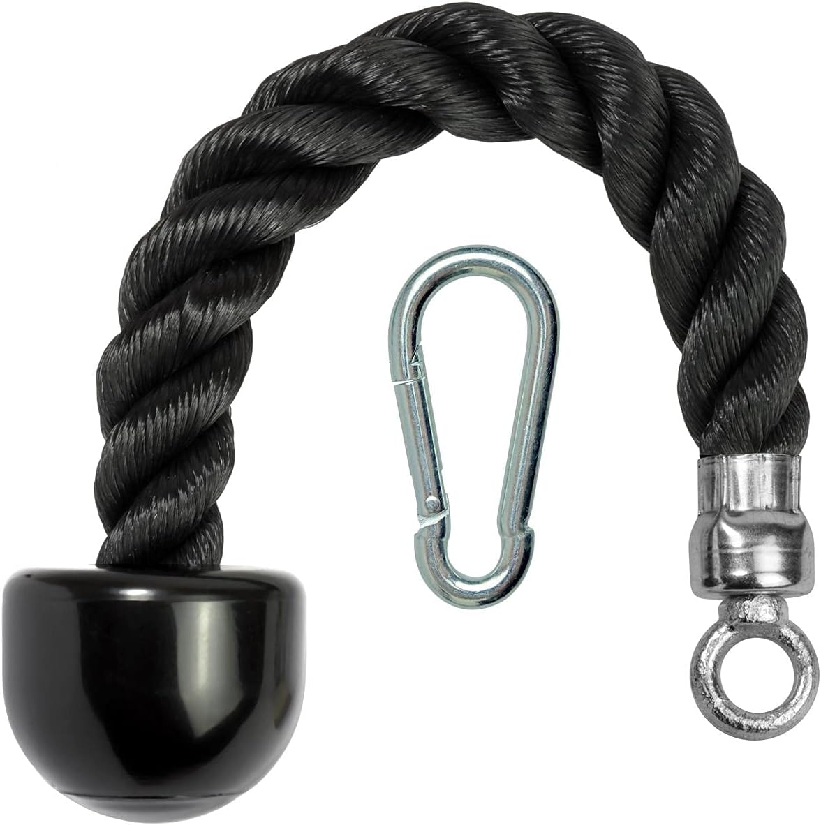 CampTeck U7223 Single Tricep Rope, One Hand Tricep Rope Cable Attachment with Carabiner - Black