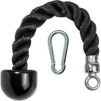 CampTeck U7223 Single Triceps Rope One-Handed Triceps Rope Cable Attachment with Carabiner - Black