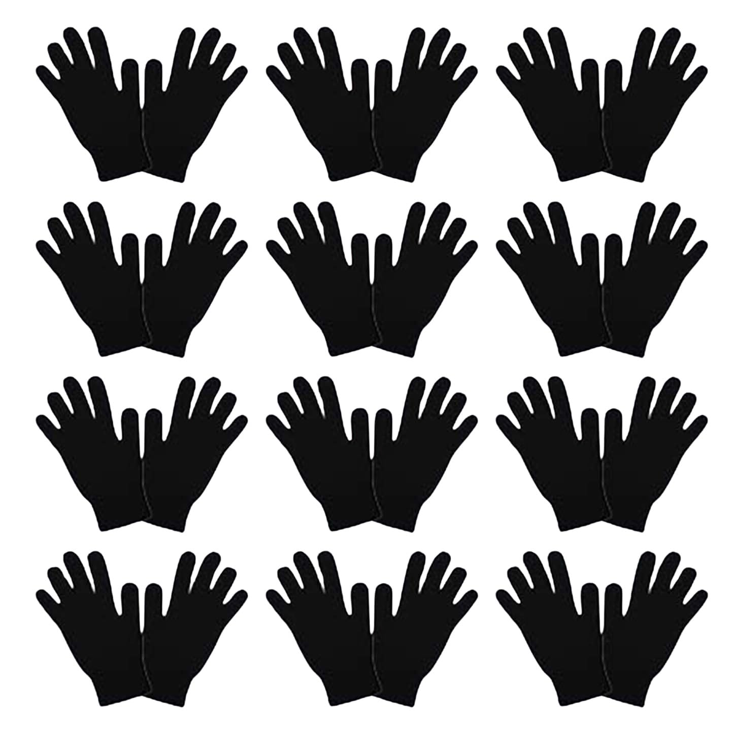 Bonjour Women's Black 12 Pairs – Thermal Gloves For Men Unisex - Magic Stretch Gloves Mittens – Ideal Warm Men Gloves For Winter Spring Wear – Winter Warm – Indoor And Outdoor – One Size – - Multipack