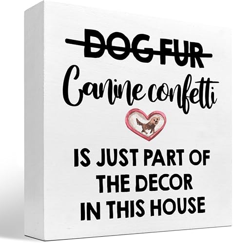 Dog Fur is Just Part of the Decor in This House - Caja de madera para escritorio, divertida caja de madera para perros, para amantes de los perros,