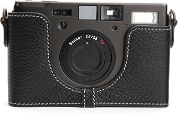 Handmade Genuine Real Leather Half Camera Case Bag Cover for Contax T3 Black Color