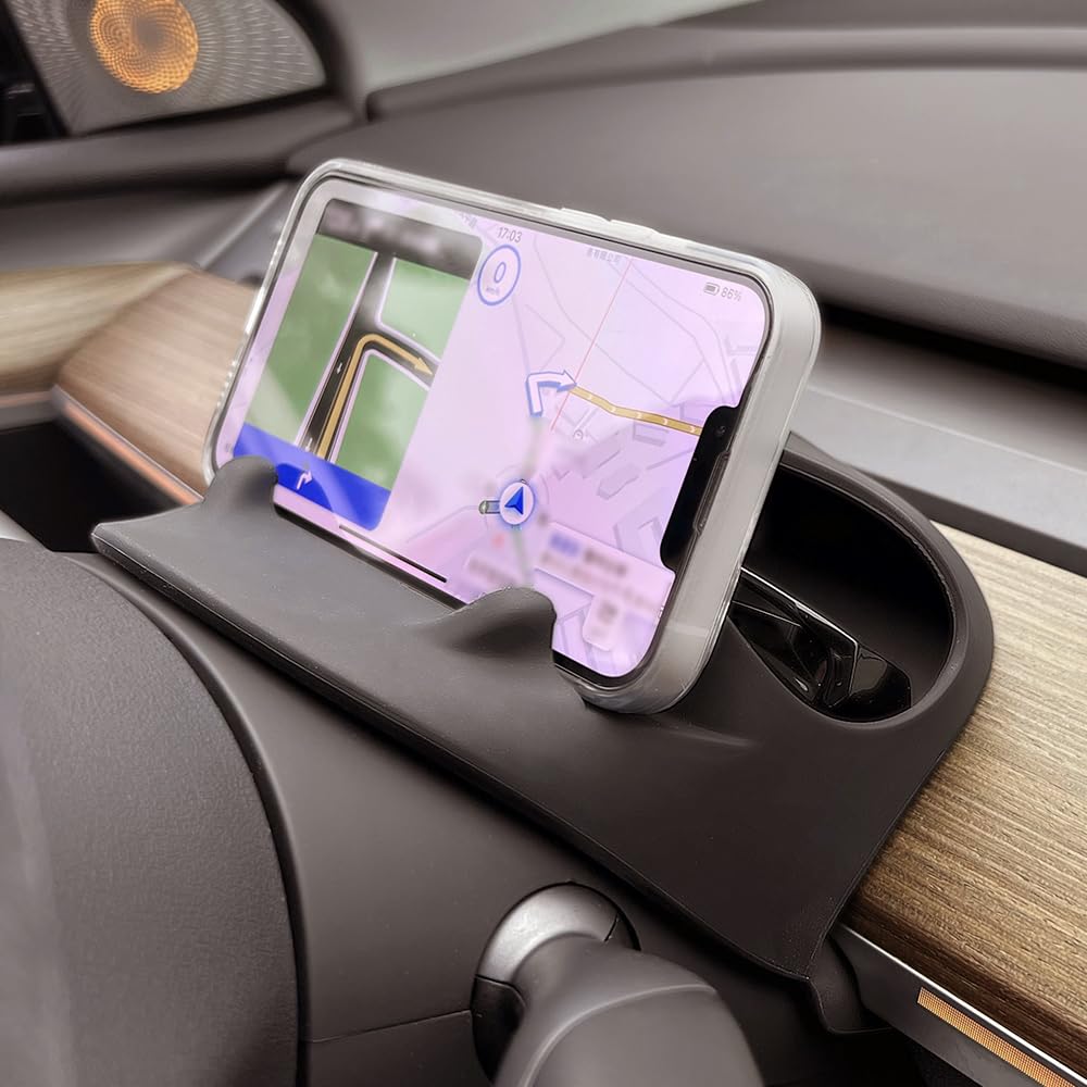 SANTACIN Tesla Model Y/Model 3 Phone Holder Display Mount Rear Organizers, The Steering Wheel Sunglasses Storage Box, Car Dashboard Storage Tray