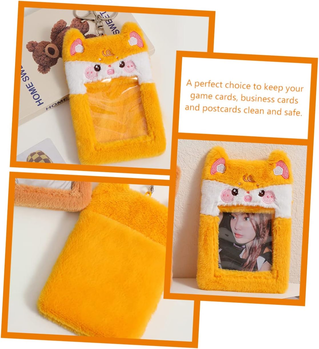 Holibanna Visible Plush Card Holder for Credit Cards Slim and Lightweight Cartoon Animal Design