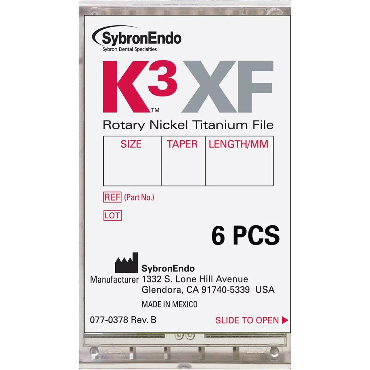 Kerr Dental 823-6251 K3 XF Endodontic Rotary Files .25/.06 21mm 6/Pk