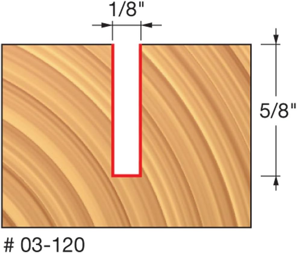 Freud-Diablo 1/8" (Dia.) Single Flute Straight Bit, Perma-SHIELD Coating Red, One Size - - 