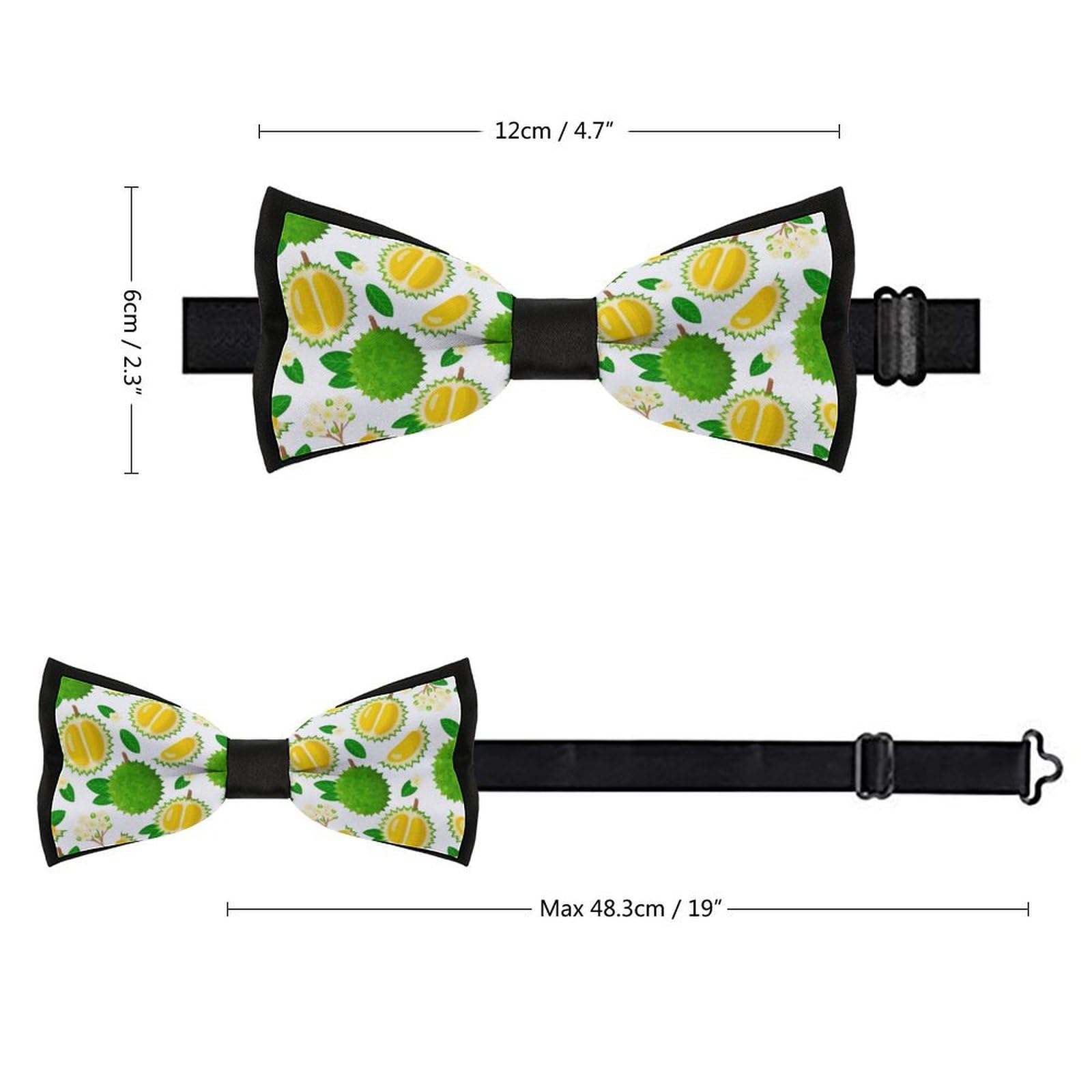 GoasNei Fruit OF Durian And Leaves Pattern Bow Tie for Men Adjustable Necktie Funny Tie Neck Ties for Weddings Party