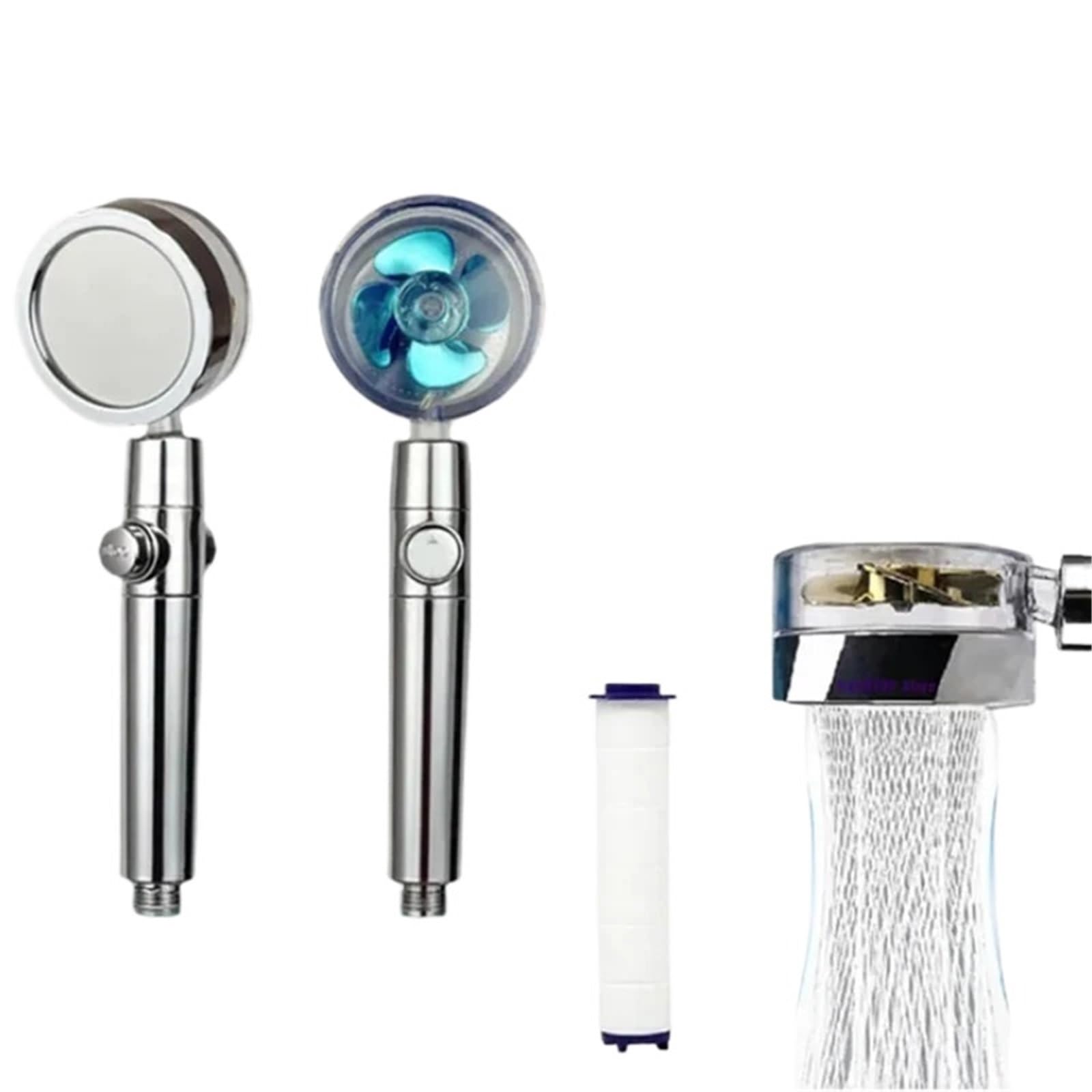 Shower Head Shower Head Rotation Turbo Fan High Pressure Water Saving Spray Adjustable Showerhead Filters Bathroom Accessories for Adults(Blue)
