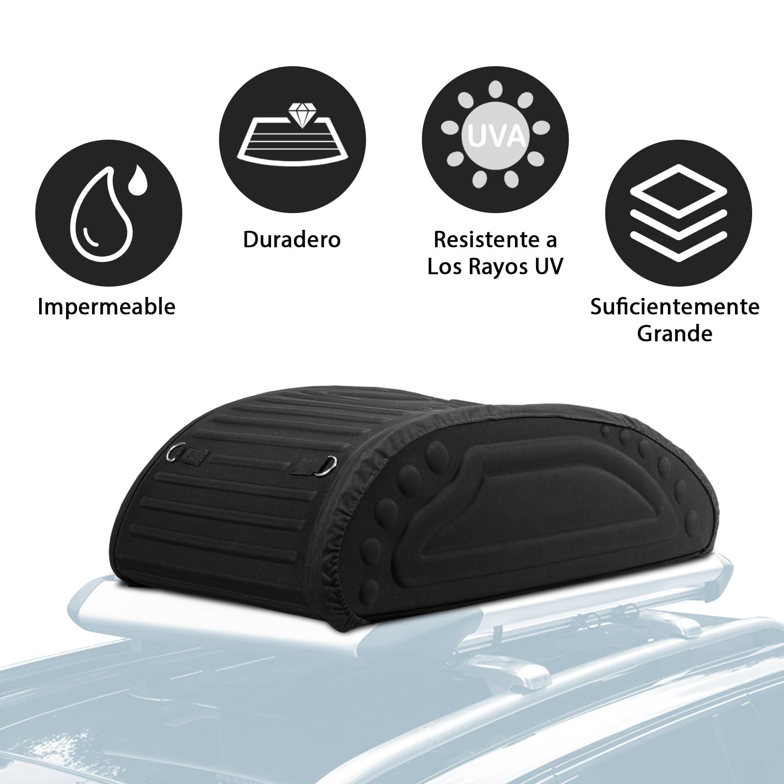 RELAX4LIFE Cofre Techo Coche Plegable 400L con 4 Correas Seguras y 4 Asas Robustas, Baul Coche Techo Impermeable con Bolsa Portaequipajes para Jeeps, Todoterrenos con/sin Portaequipajes, Negro
