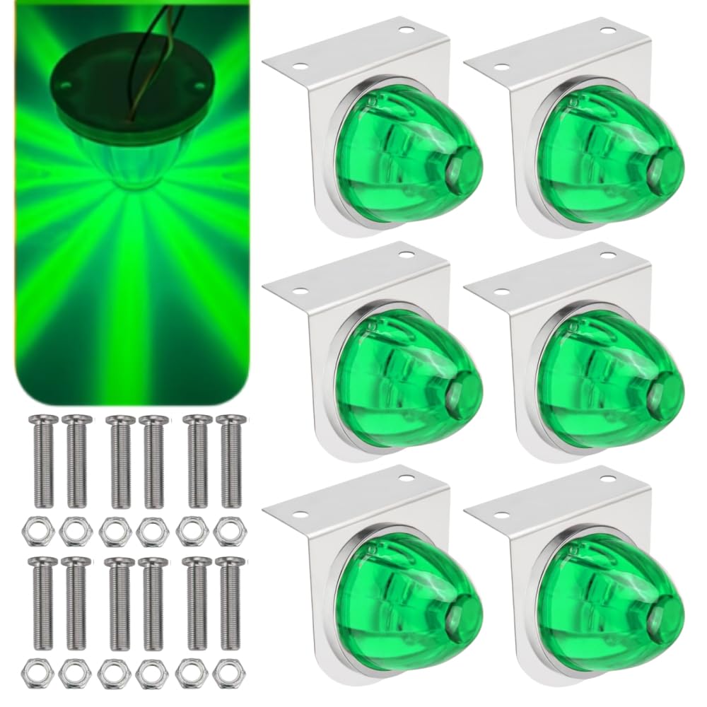 Ctopkatuo 6PCS Star Watermelon Lights with Stainless Steel Bracket, LED Turn Signal Strobe Lights for Truck, LED Star Watermelon Marker Lights for