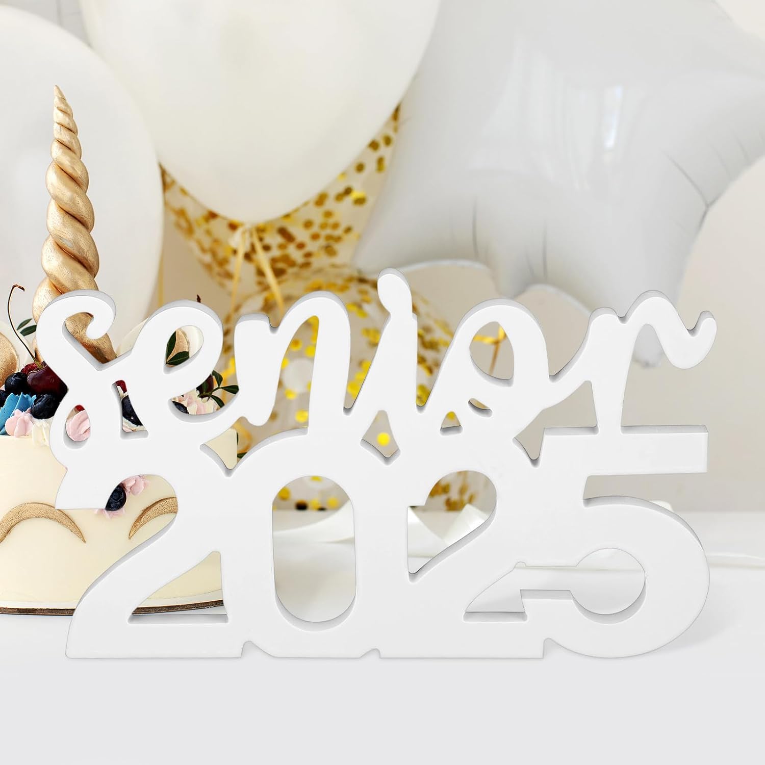 Graduation Photo Props White Wood Plastic Board Creative Photo Booth Decor for High School College Graduation Party Decorations