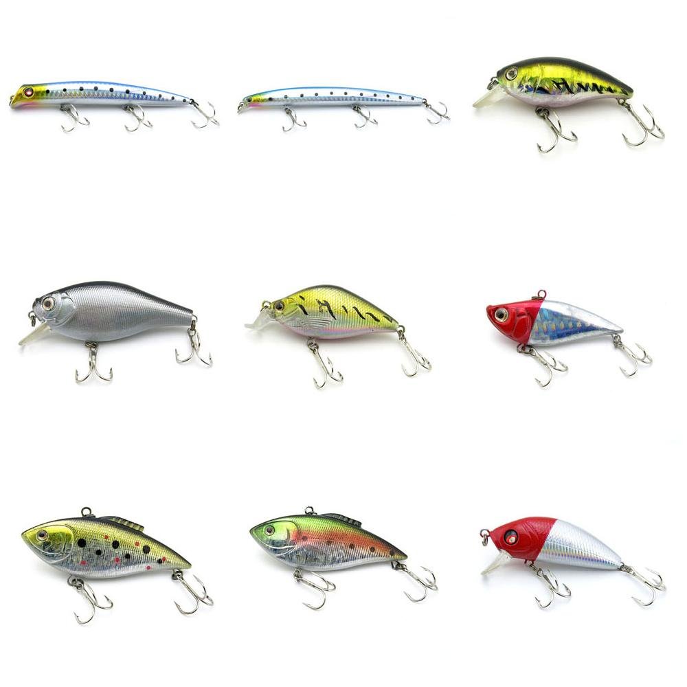 9-Piece Fishing Lure Kit – Crankbaits, Minnows & Topwater Baits For Bass & Trout