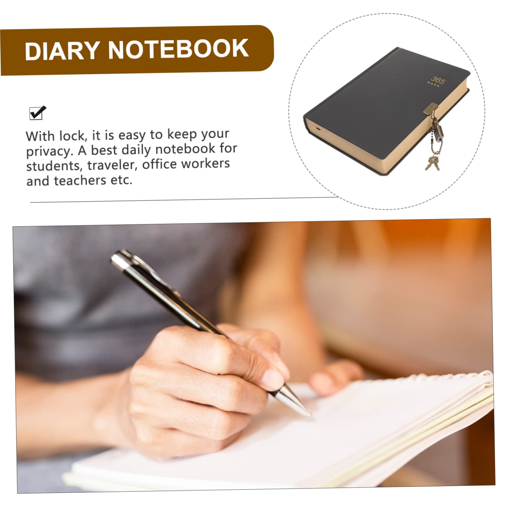 VILLCASE Diario Personale con Lucchetto, Taccuino in Carta, 365 Giorni, Portatile per Scuola e Schizzi, per Studenti e Viaggiatori Stili multipli