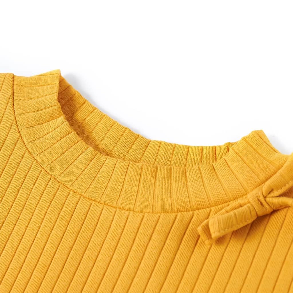 Maglietta a maniche lunghe per bambini, in cotone, con scollo rotondo e fiocco, morbida e traspirante, comoda per tutti i giorni, scuola, tempo libero, primavera, autunno, inverno