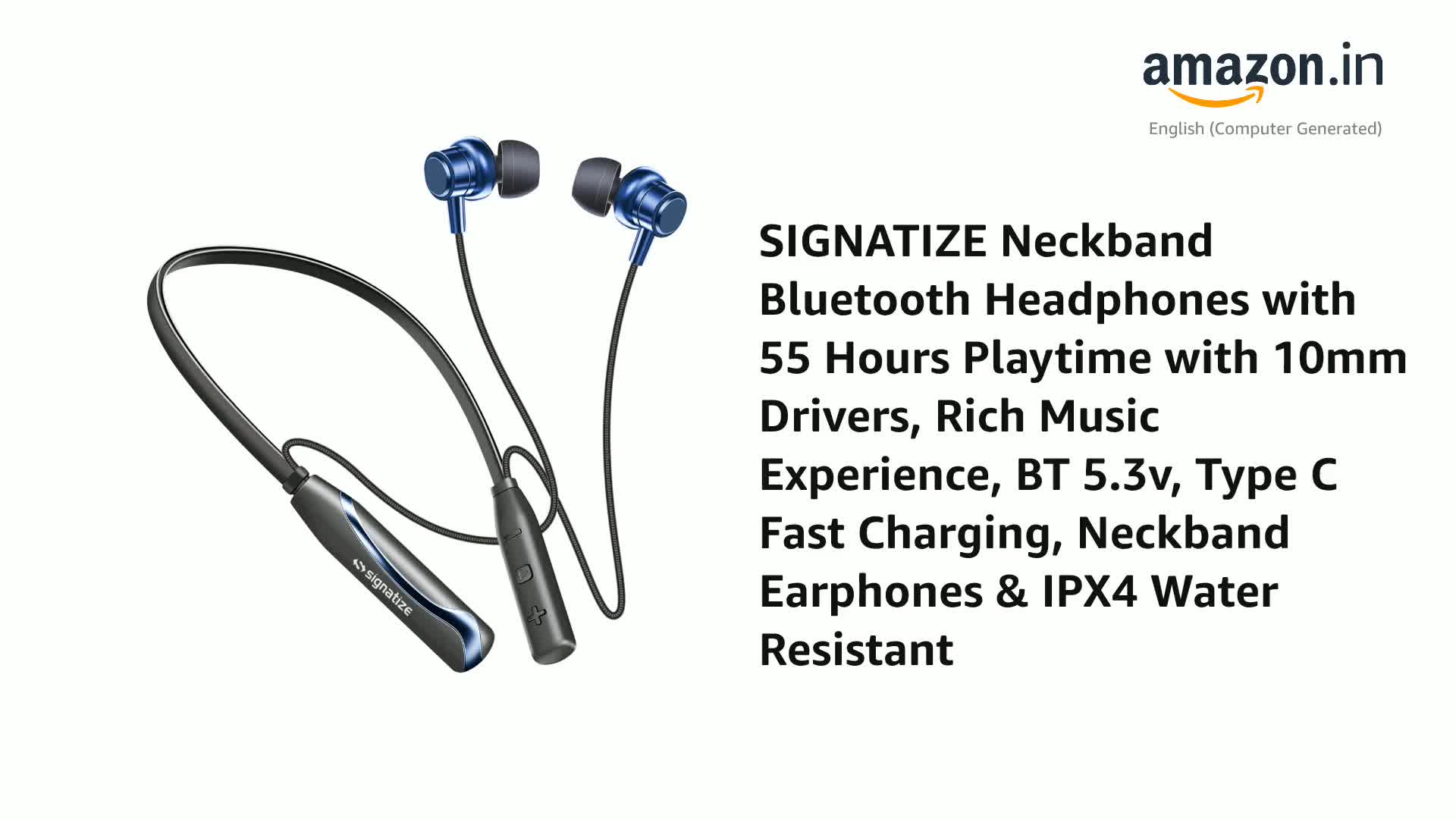 SIGNATIZE Neckband Bluetooth Headphones with Above 20 Hours