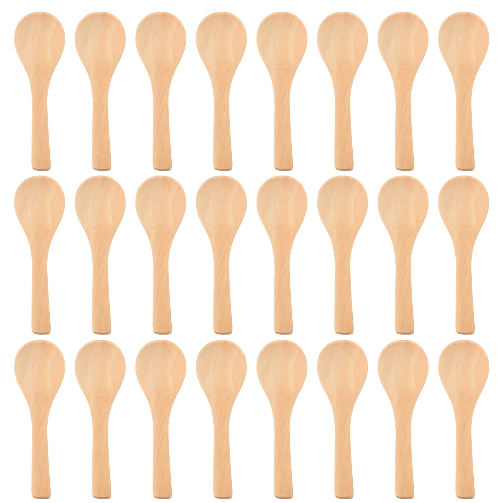 Bopfimer Brown 50 Pieces Small Wooden Spoons Nature Spoons Wood Honey Teaspoon Cooking Condiments Spoons For Kitchen (Light )