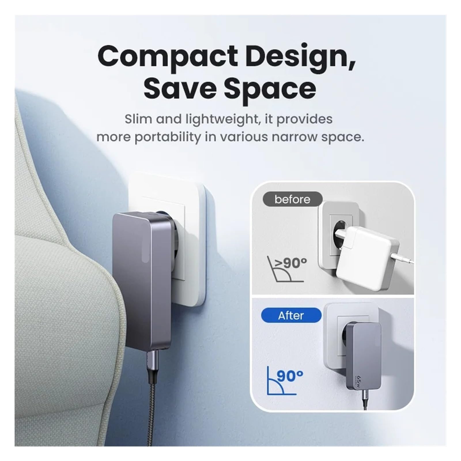 65W GaN Charger Quick Charge 4.0 3.0 USB C Charger For PD 3.0 Fast Charger For Laptop Tablet