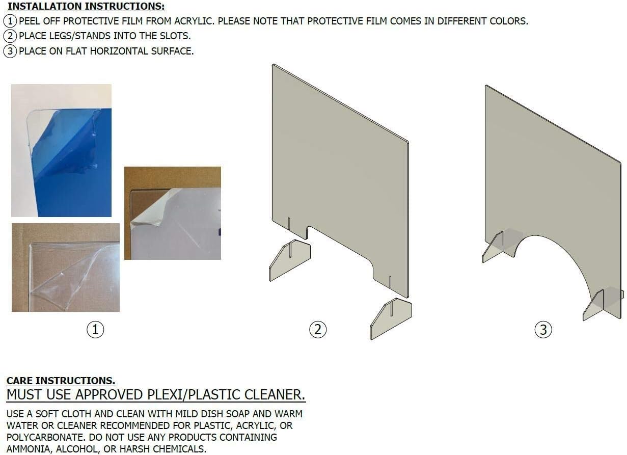 Buу 1 gеt 1 Plexiglass Sneeze Guard - 48w x 28h Protective Freestanding Shield Guards Against Sneezing and Coughing/Transaction Window for Offices and Stores / 1/8 Thk (21w X 2-1/2h CUTOUT) (10-Pack)