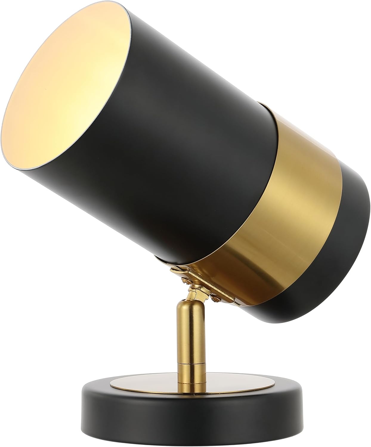 JONATHAN Y 9.25" Black/Brass Gold 1-Light Iron Adjustable Indoor LED Floor Spotlight, Modern Industrial Cylinder Uplight for Plants and Art, ETL Listed, LED Bulb Included JYL6018A