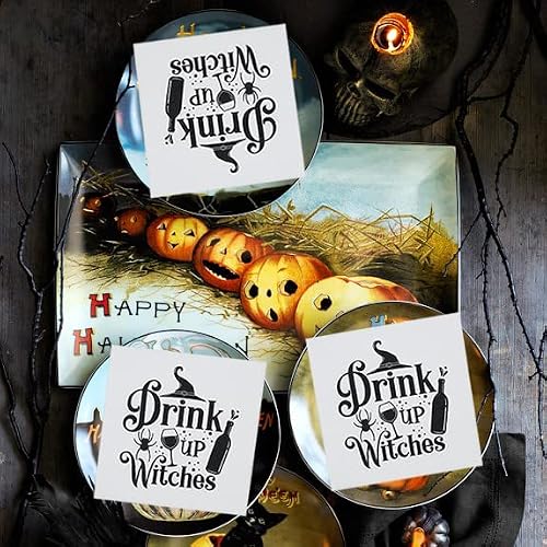 Drink Up Witches Napkins, Halloween Witches Birthday Party Decorations, Halloween Bachelorettte Party Decorations, Halloween Hocus Pocus Witch Theme Party Decorations (5 X 5 In, 30-Pack) #TOP4