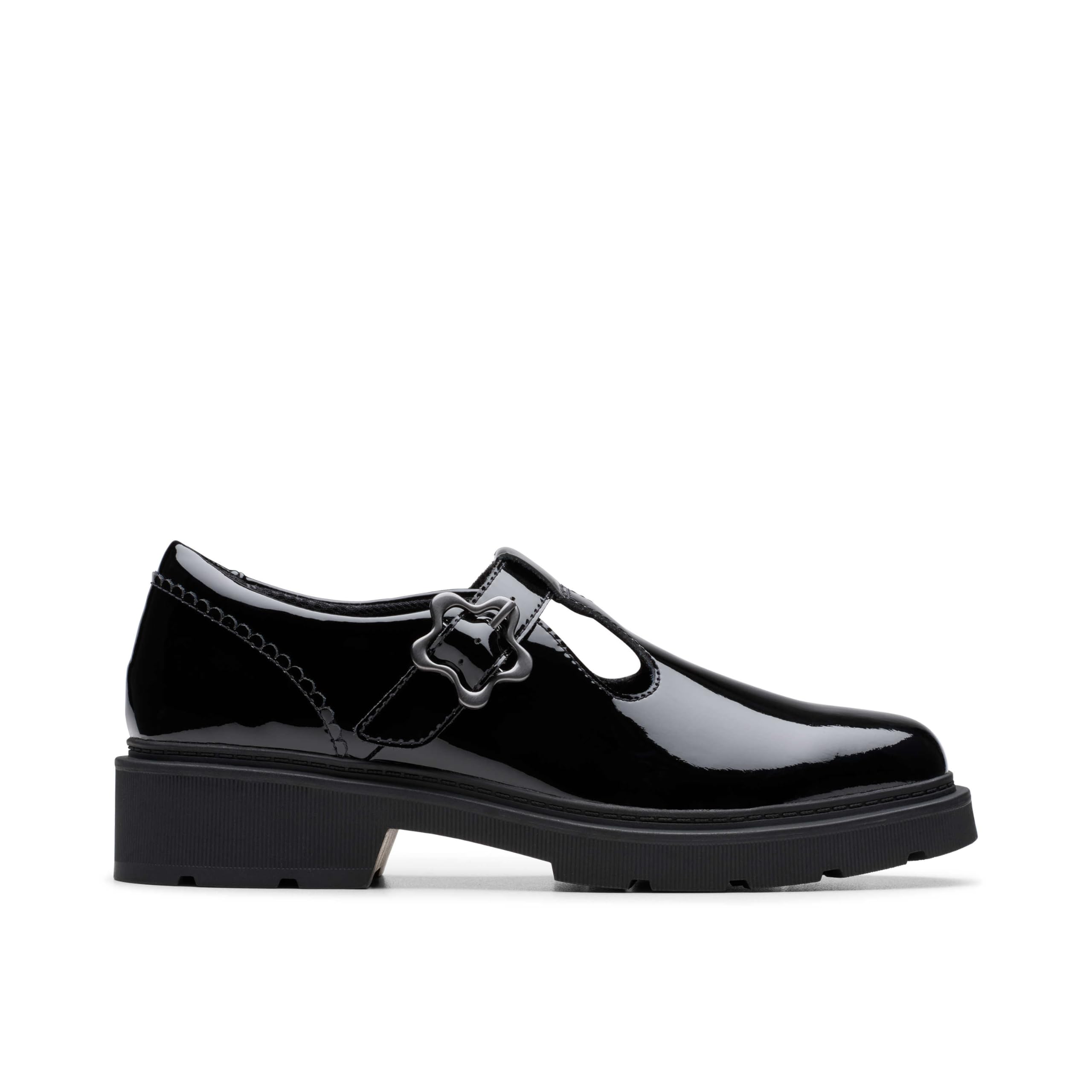 Clarks Youth Eris Edge Patent Leather Loafer, Black, Size 3.5 Older