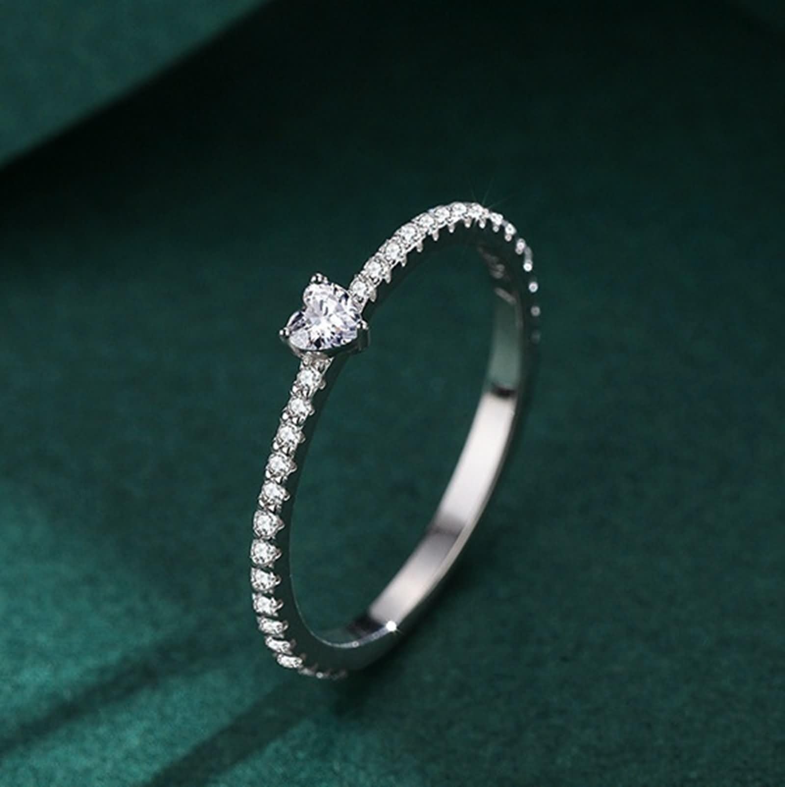 Fedine Fidanzamento Oro Bianco 9 K/14 K/18 K Donna, 3x3,5mm Cuore con Moissanite, Anello in Argento Eternity Donna