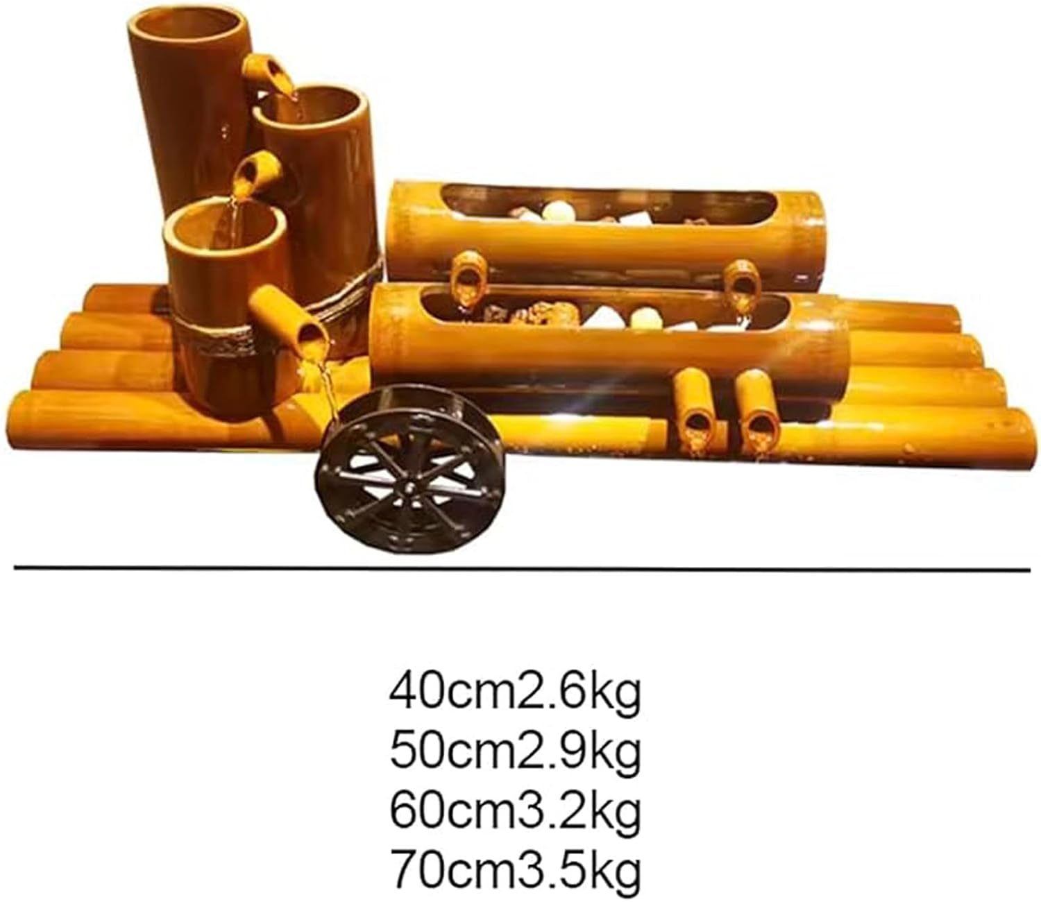 Natural Bamboo Fountain, Solar Water Fountain with Pump, Decoration Landscaping Fountain, Backyard Pond Water Feature Fountain, for Garden, Balcony, Lawn, Fish Tank,16in,16in(40cm)