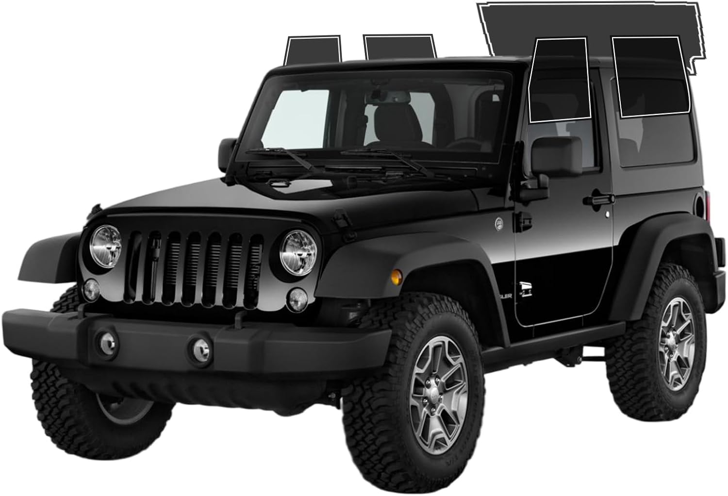 Precut Window Tint Film for Jeep Wrangler 2door 2011-2017 All Side+Rear Windshield 35% VLT 2Ply Anti-Shatter, UV Block, Privacy Protection, Easy Install, No Trimming Needed,Glare Reduction