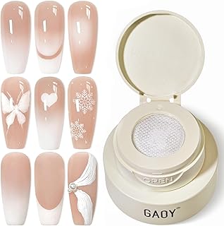 GAOY Cushion Ombre Painting Gel with Sponges, No Wipe Gradient Patting Gel Polish for Ombre, Aura, Blush and Blend Nail Art Home & Salon Use, Highly Pigmented, White