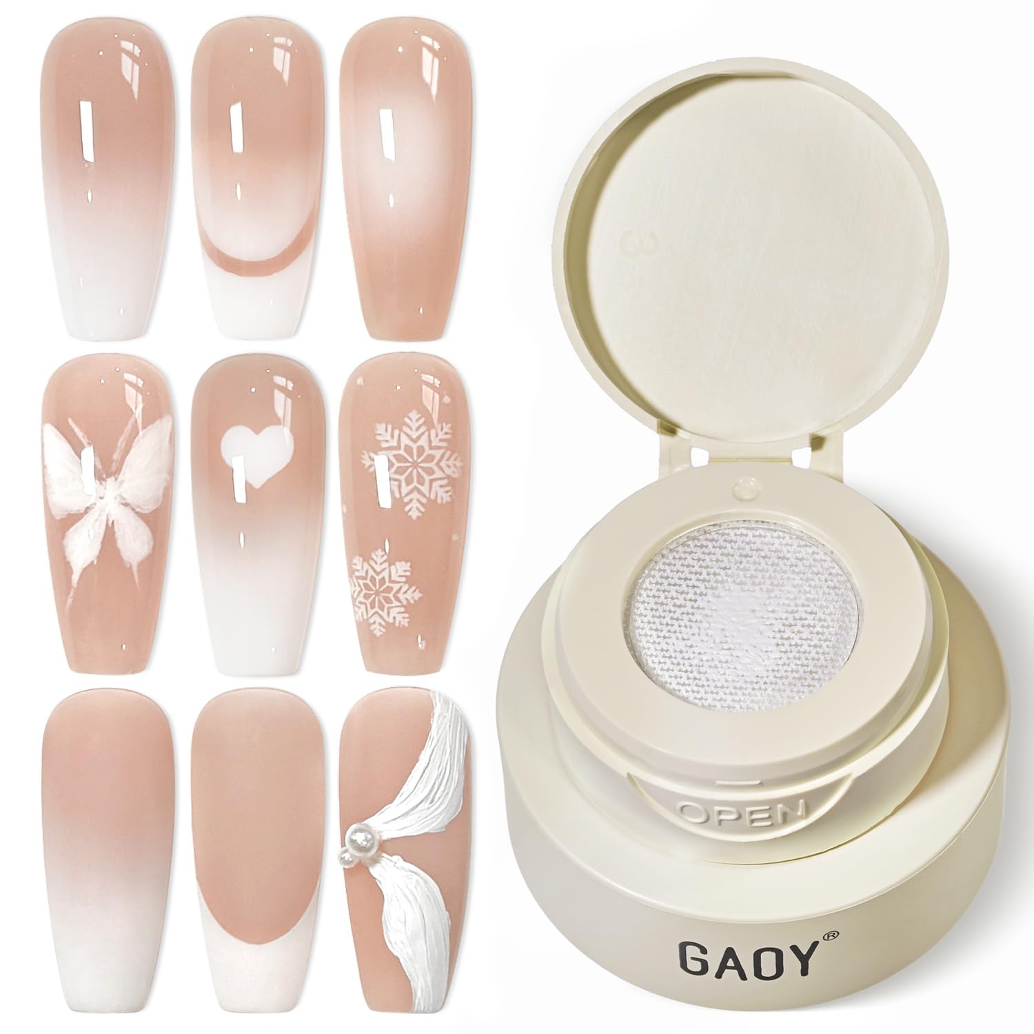 GAOY Cushion Ombre Painting Gel with Sponges, No Wipe Gradient Patting Gel Polish for Ombre, Aura, Blush and Blend Nail Art Home & Salon Use, Highly Pigmented, White