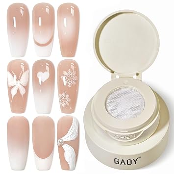 GAOY Cushion Ombre Painting Gel with Sponges, White | No Wipe Gradient Patting Gel Polish, For Ombre, Aura, Blush and Blend Nail Art, Home & Salon Use, Highly Pigmented