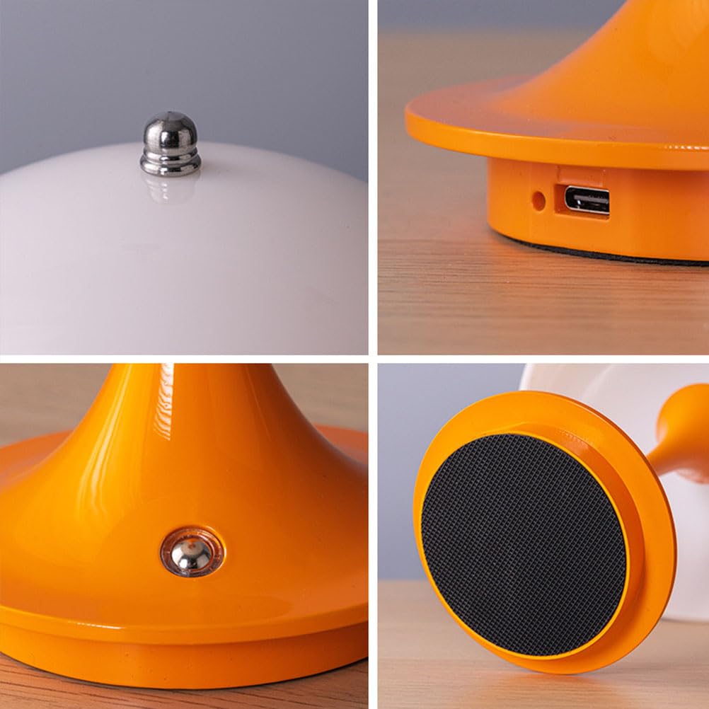 Lampada da tavolo a LED Senza fili Batteria Fungo Lampada da tavolo con Touch Dimmerabile Lampada da comodino Ricaricabile USB Lampada a fungo Moderna 3000K-6000K Luce da Scrivania a LED,Arancia