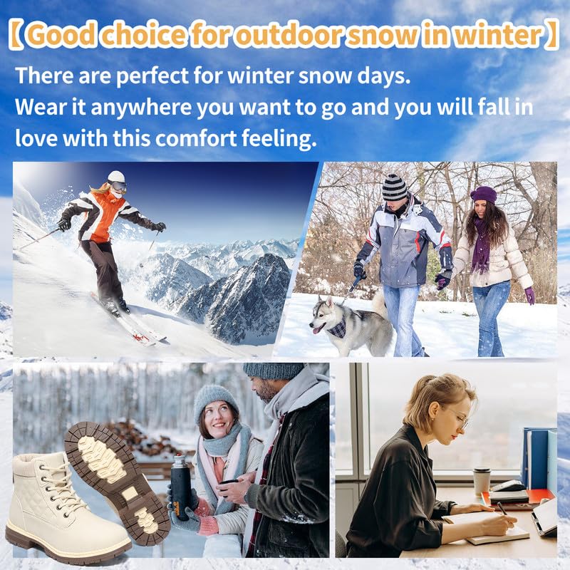 Bravover Botas de nieve para mujer, botas de invierno para mujer, zapatos cálidos con forro de piel, botas de nieve cálidas para mujer, impermeables, antideslizantes, ligeras, botas de invierno para