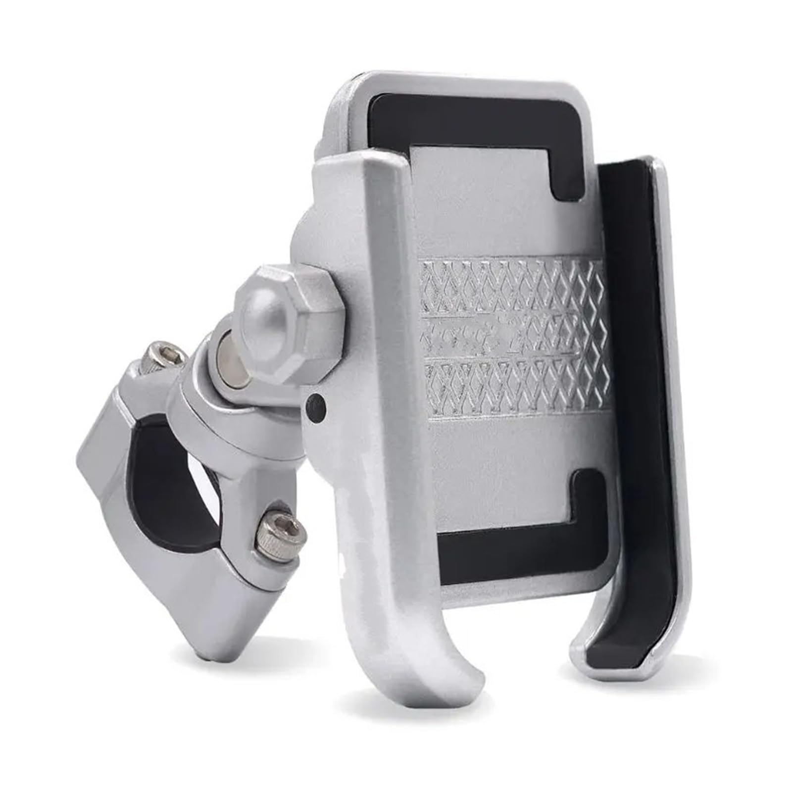 Support Téléphone Moto Support De Téléphone Universel À 360 Degrés pour Guidon Moto en Alliage D'aluminium Accessoires Montage pour Guidon Vélo 4 À 6,4 Pouces Support Telephone Velo(Silver)