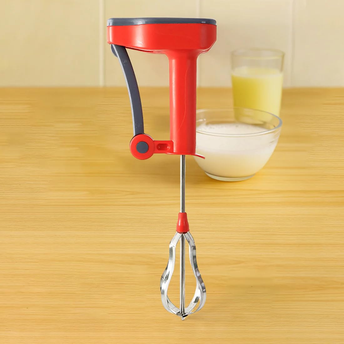 supermom hand blender – manual multipurpose handheld blender with stainless steel whisk for coffee, egg beating, churning, cream and milkshake, compact and easy to clean mixer for kitchen use (1 pc)