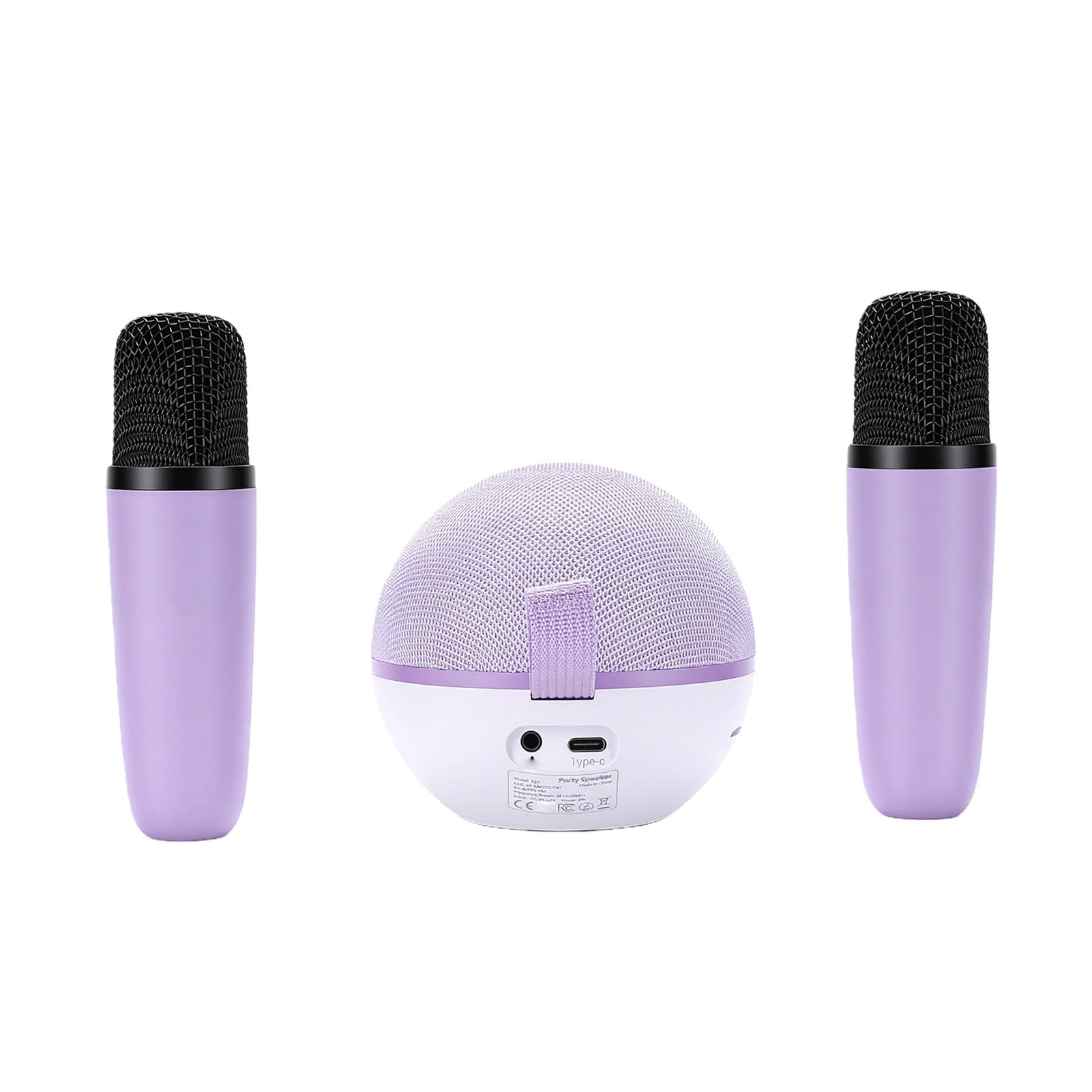 Domary Altoparlante Portatile Ricaricabile 5.3 per Karaoke con 2 Microfoni Wireless Luci Colorate 5 Effetti Sonori per Feste in Casa Viaggi ABS