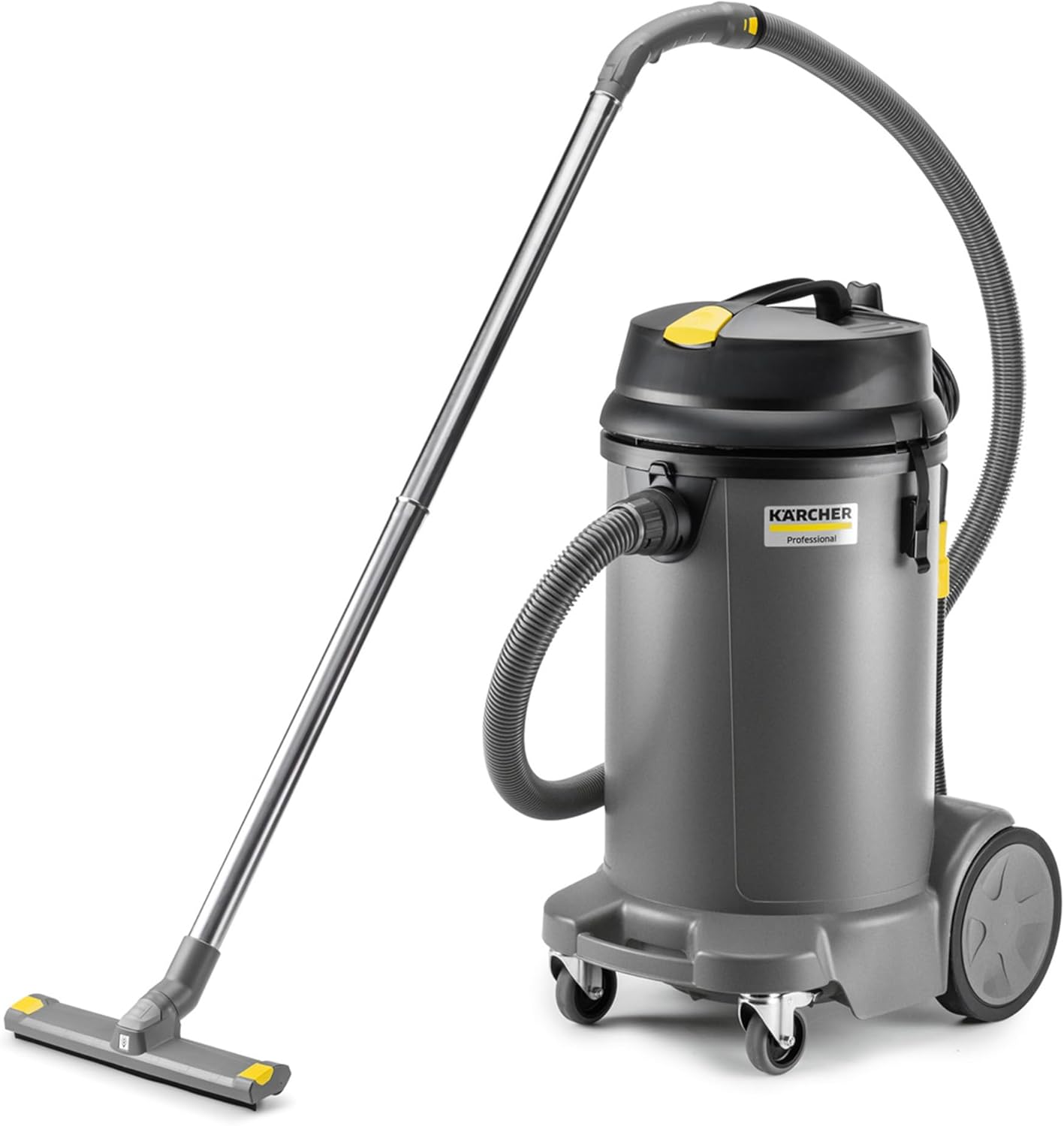 KÄRCHER aspiratore solidi-liquidi NT 48/1, potenza: max 1380 W, contenitore: 48 l, tubo di aspirazione: 2,5 m, curva, ugello pavimento bagnato/asciutto (360 mm), bocchetta fessure, tubo di scarico