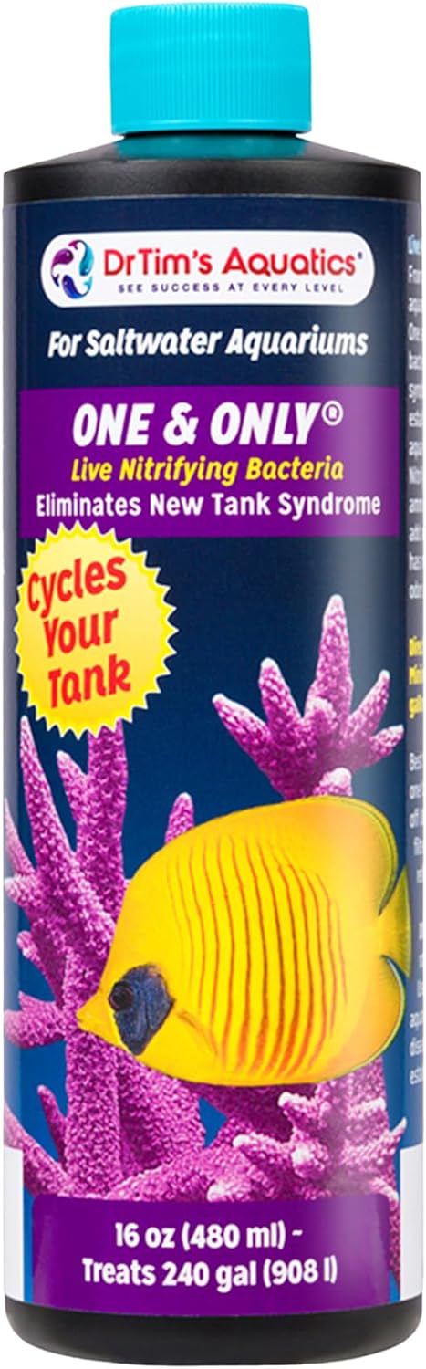 DrTims Aquatics Saltwater One & Only  16 oz  Natural Nitrifying Formula for New Fish Tanks and Aquariums  Supports Water Balance and Marine Health