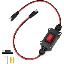 12V Inline Power Switch, IP67 Waterproof 12AWG SAE to SAE Cable On/Off Switch, Heavy Duty Quick Connect Disconnect Toggle Switch for Solar Panels, RV, Motorcycle, Boat, Truck, Trailer, Marine