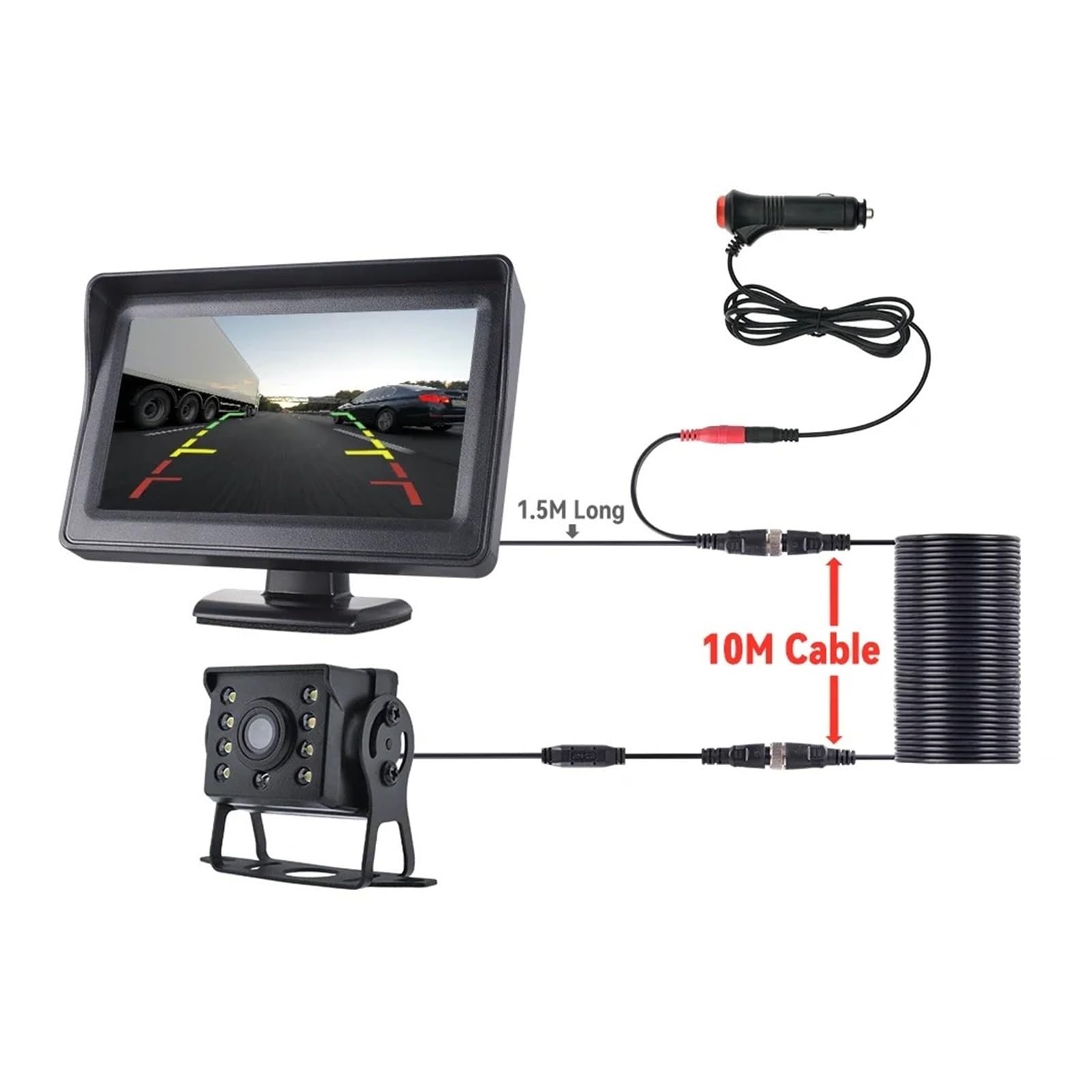 Telecamera Posteriore Per Camion Per Parcheggio Per Autobus | Telecamera Retromarcia Per Auto Di Backup Universale Con Monitor.(4.3inch 10M)